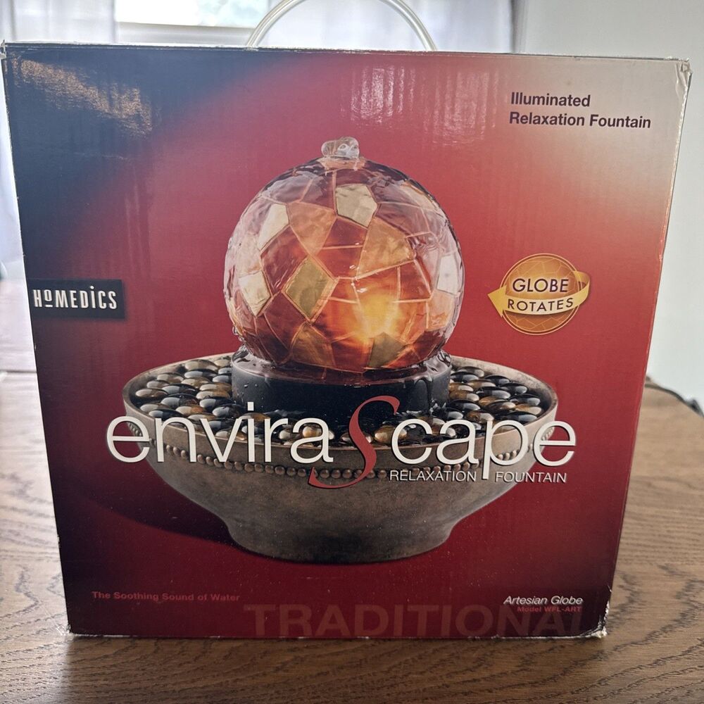 Homedics Envirascape Illuminated Relaxation Fountain Artesian Rotating Globe